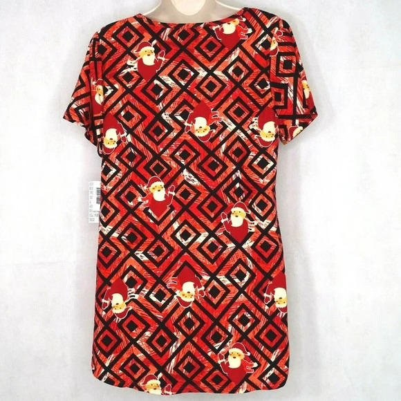 LulaRoe Classic T Tunic Top Santa Claus Christmas Women Size M Pink Red NEW - Picture 4 of 8